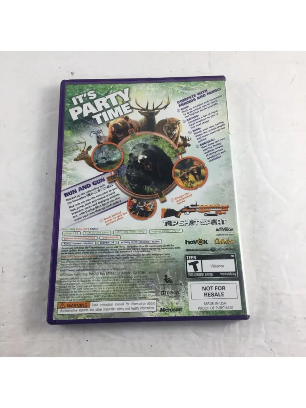 MICROSOFT XBOX 360 KINECT CABELA'S BIG GAME HUNTER HUNTING PARTY MANUAL INCLUDED